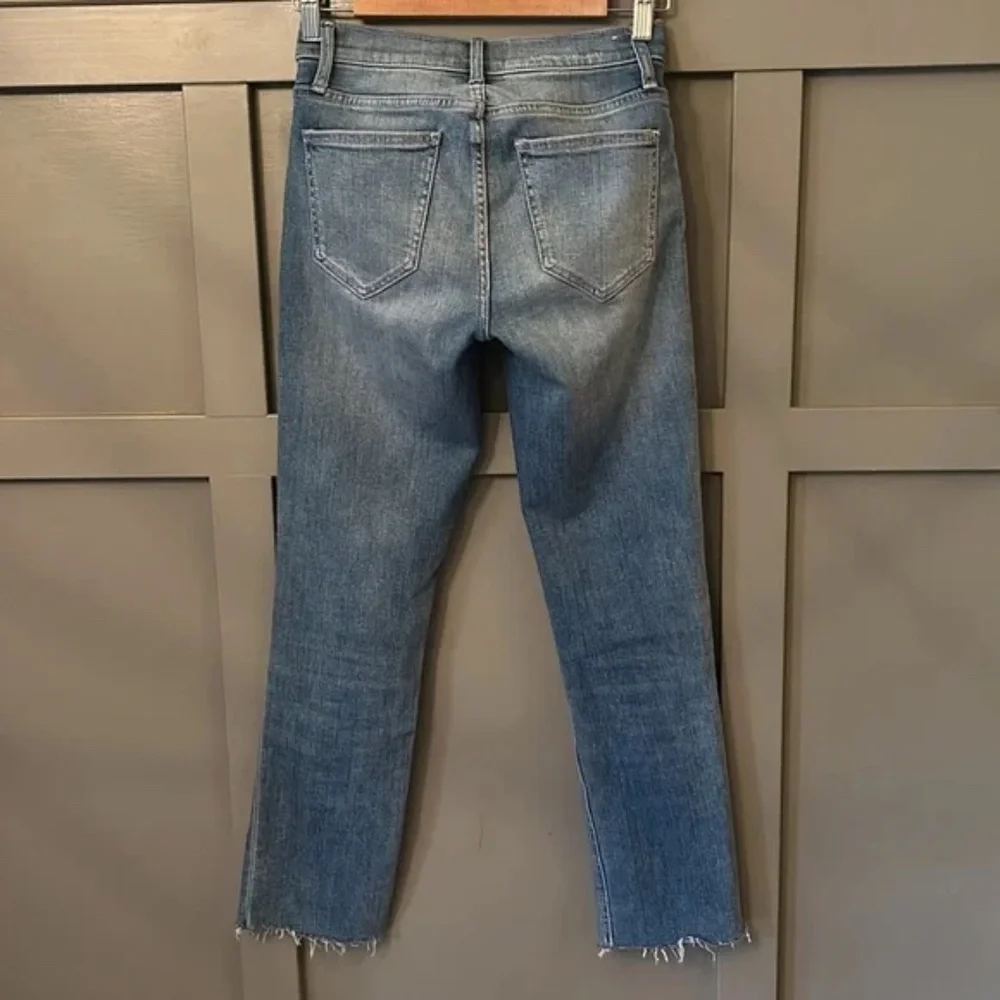 Current/Elliott Mid Rise Straight Leg Jeans Raw Cut Hem Size 24_4